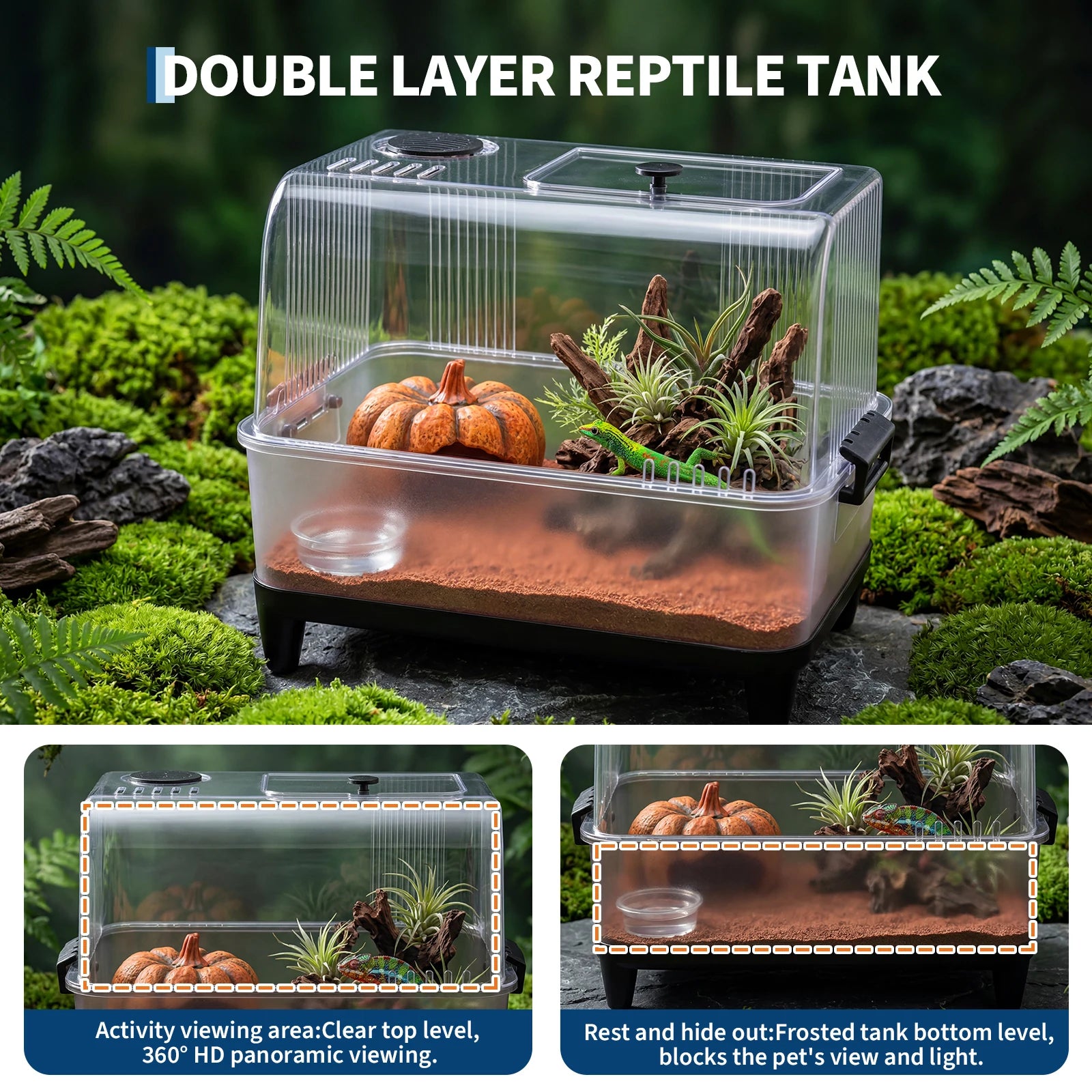 HiMISS Reptile Tank Starter Kit — Complete Acrylic Habitat with Heating