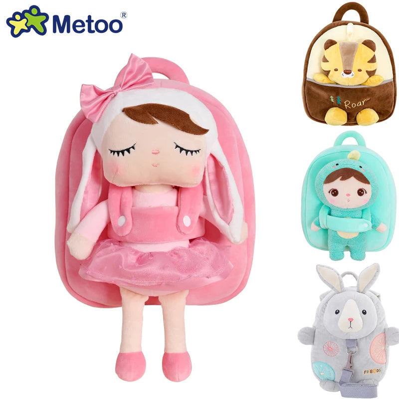 Metoo Plush Animal Backpack — Soft Toddler Bag with Detachable Doll