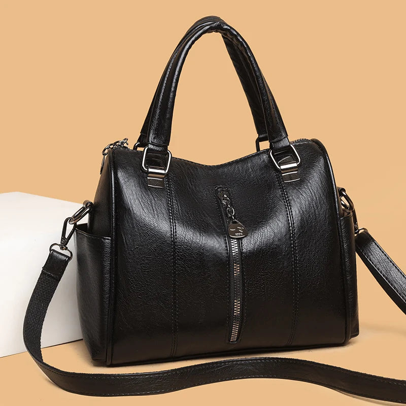 YaLePuck Women's Vintage Tote Bag — Large Capacity PU Leather Handbag