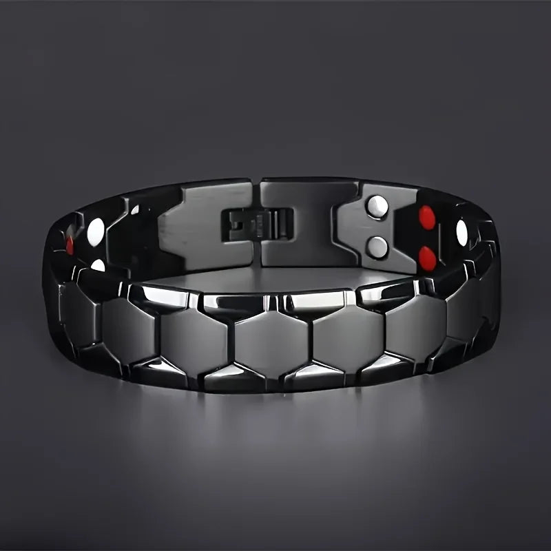 Men's Magnetic Titanium Alloy Bracelet — Detachable Hexagonal Bead Design