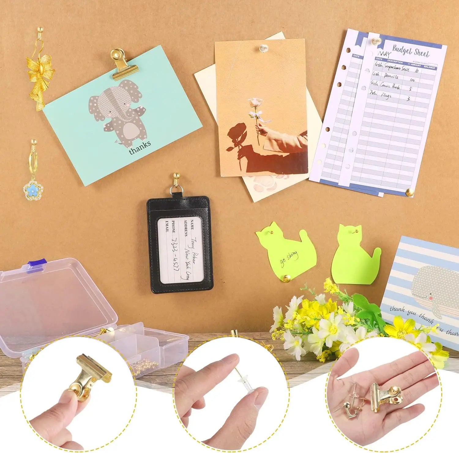 LZN 310-Piece Office Stationery Set — Decorative Push Pins & Binder Clips