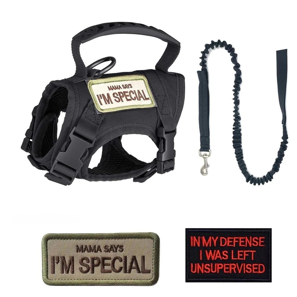 Tactical Pet Chest Harness — Breathable Nylon Vest with Leash for Dogs and Cats