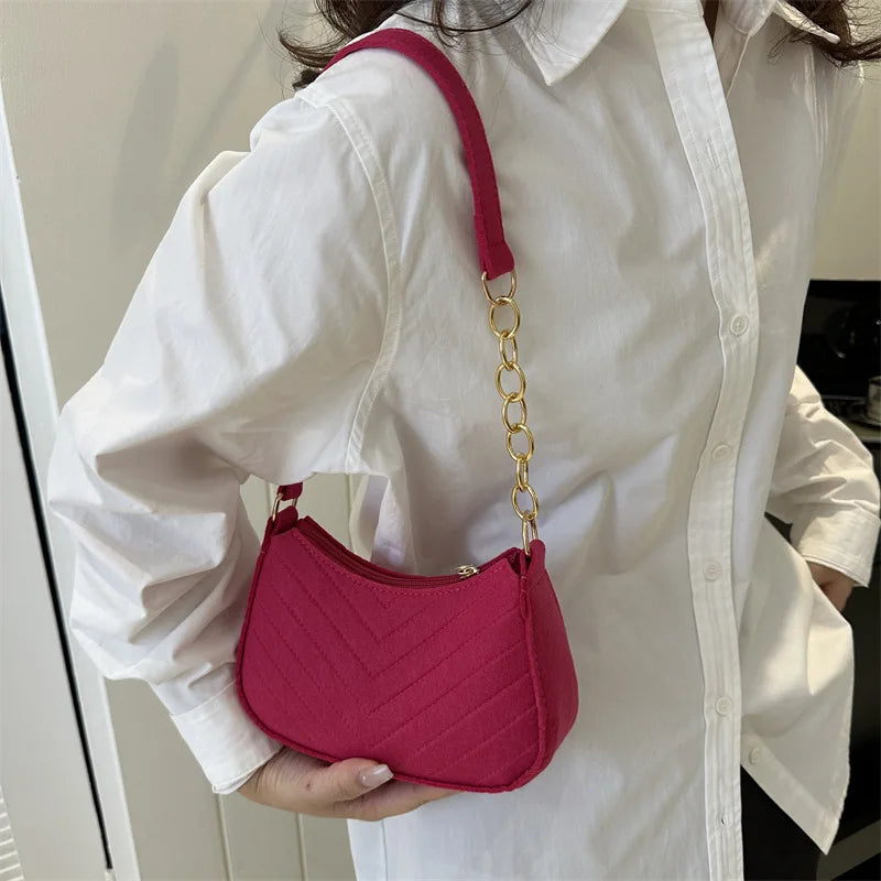 molfmy Felt Mini Shoulder Bag — Chic Crescent Saddlebag for Women