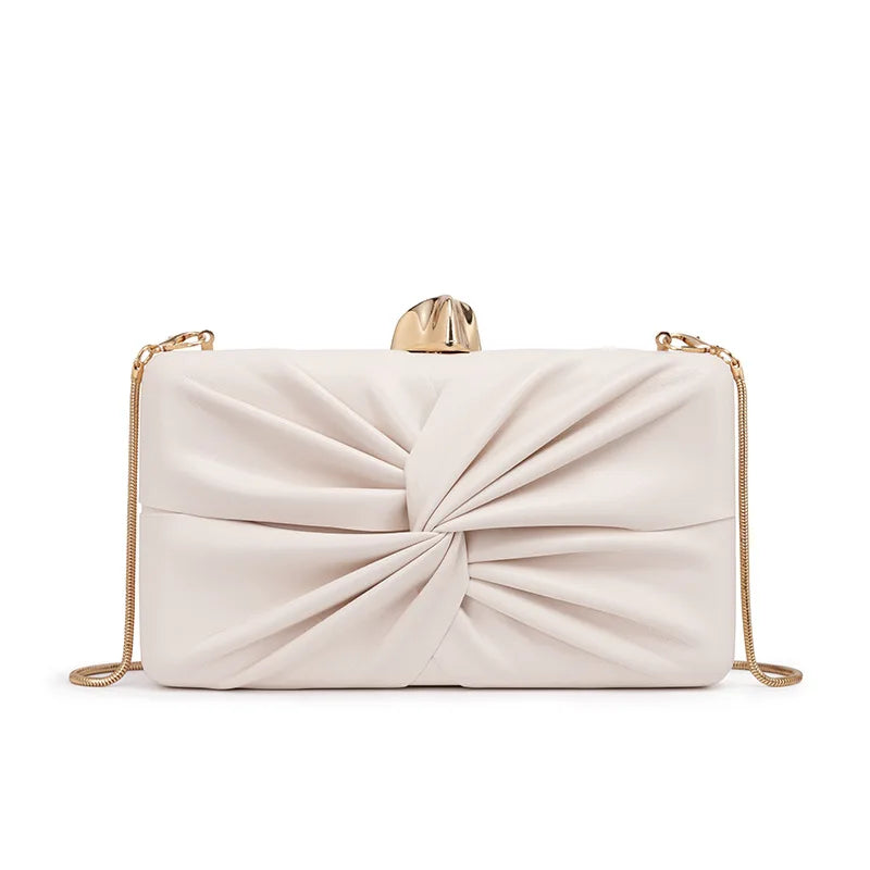 LUNHA Women's Evening Clutch Bag — Elegant Knot Design with Chain Strap