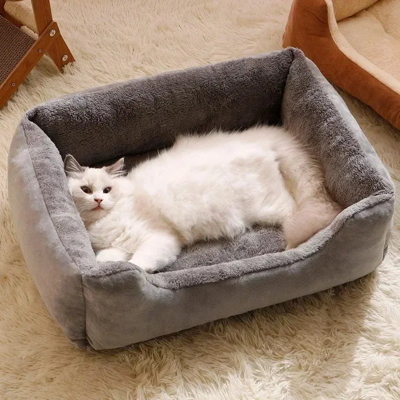 BeiYu Pet Plush Cat Bed — Cozy Winter Cushion for Small Pets