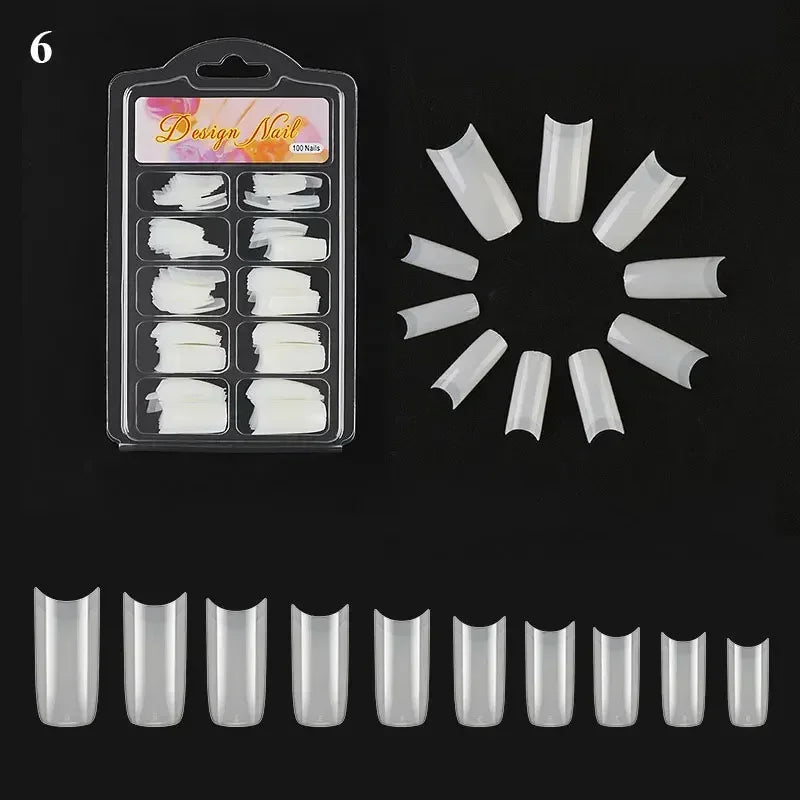 Natural Transparent Seamless Fake Nails — Full Coverage False Nail Tips