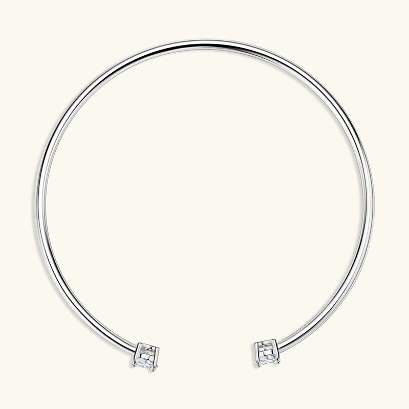 IOGOU Moissanite Diamond Cuff Bangle — 925 Sterling Silver Wedding Bracelet