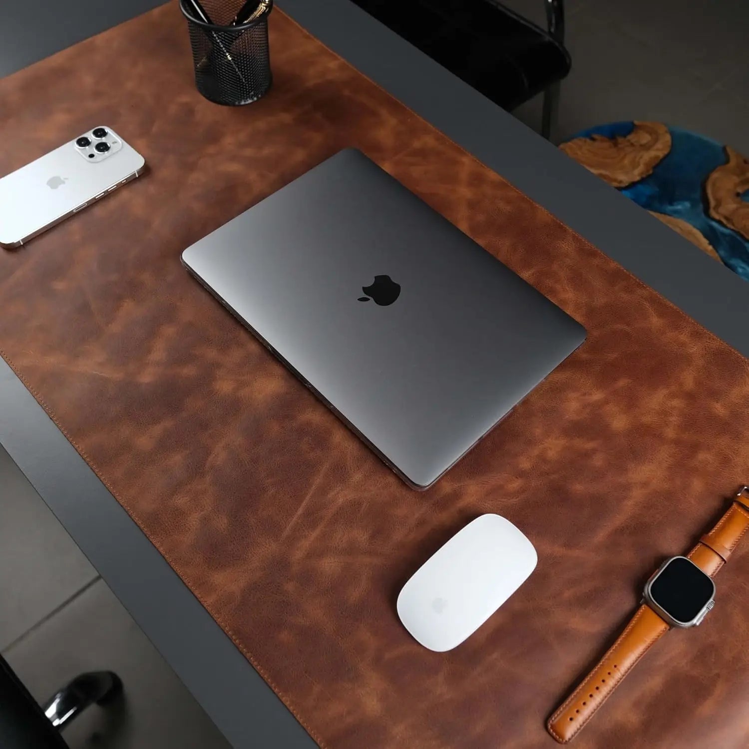 Genuine Leather Desk Pad — Professional Office Mat with Non-Slip Bottom
