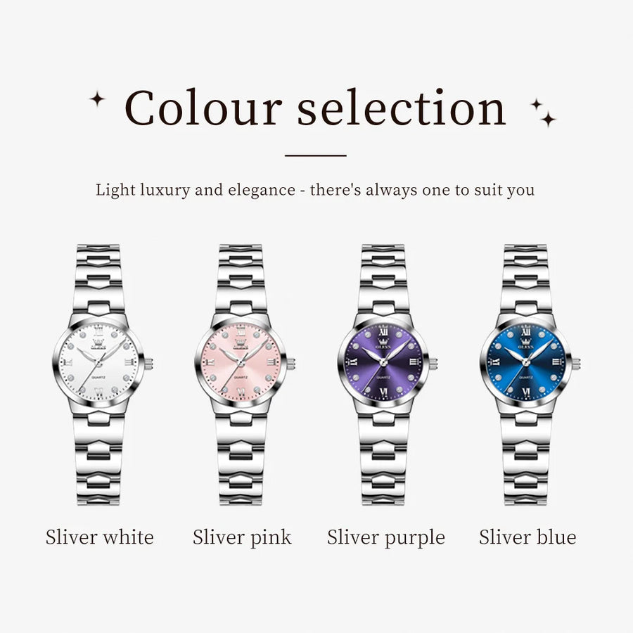 OLEVS 3735 Quartz Women's Watch — Elegant Stainless Steel Band & Gift Box