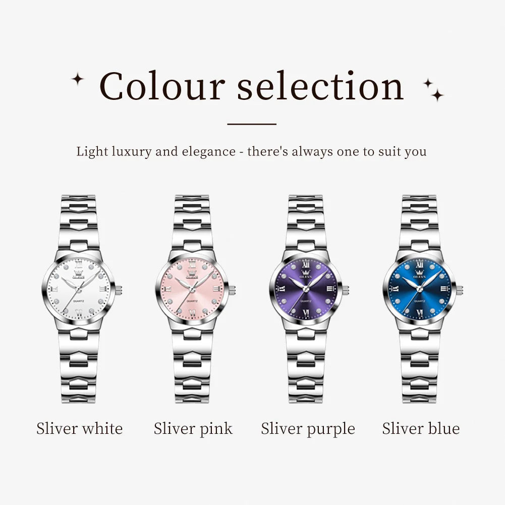 OLEVS 3735 Quartz Women's Watch — Elegant Stainless Steel Band & Gift Box