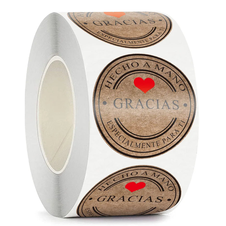 Kraft Gracias Thank You Stickers — Decorative Spanish Labels for Crafts