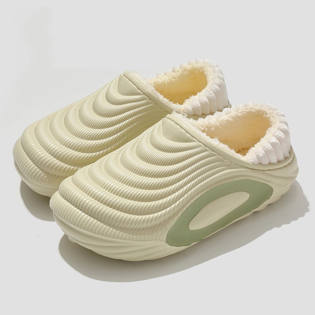 Wave Textured Thermal Men's Slippers — Cozy Plush Lined Indoor Outdoor Shoes