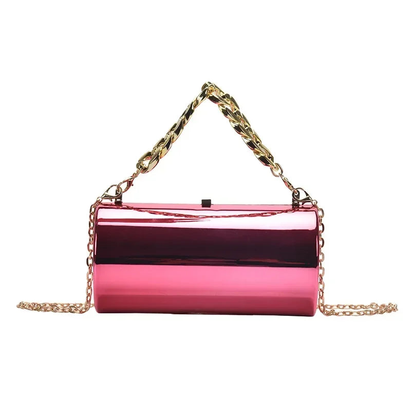 dawndesslo Metallic Cylinder Clutch — Elegant Evening Mini Bag