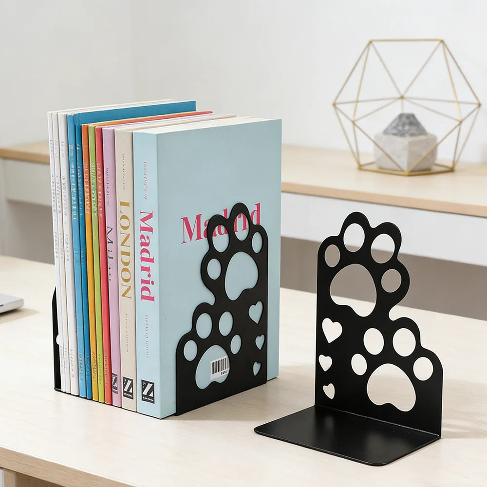 Metal Decorative Bookends — Heavy Duty Shelf Stoppers for Office and Home
