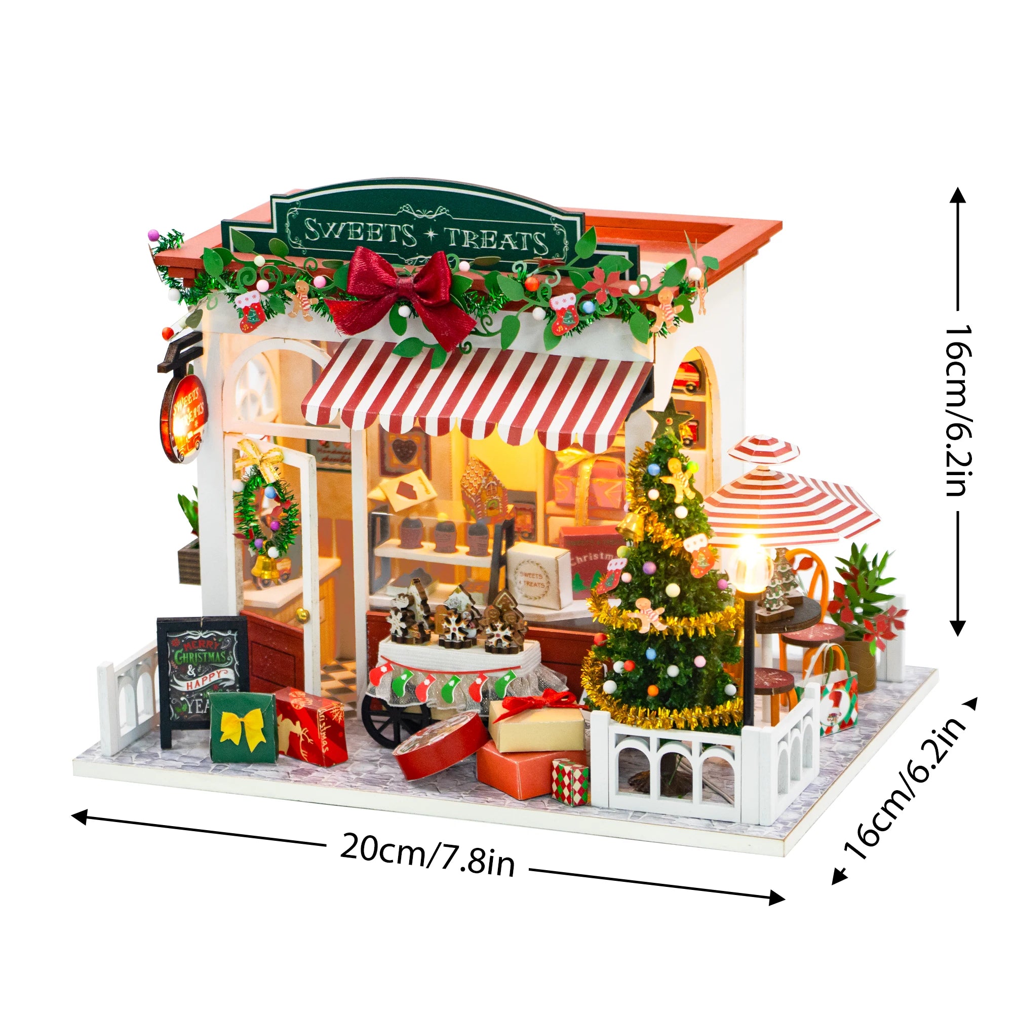 zuuton DIY Miniature Dollhouse Kit — Wooden Building Set with LED Lights