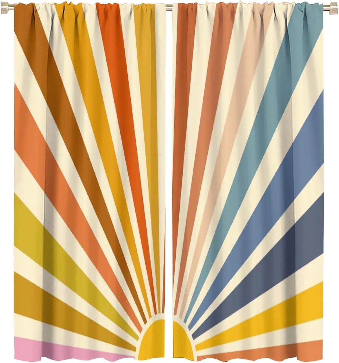 Mid Century Retro Geometric Curtains — Vintage Style Window Treatments