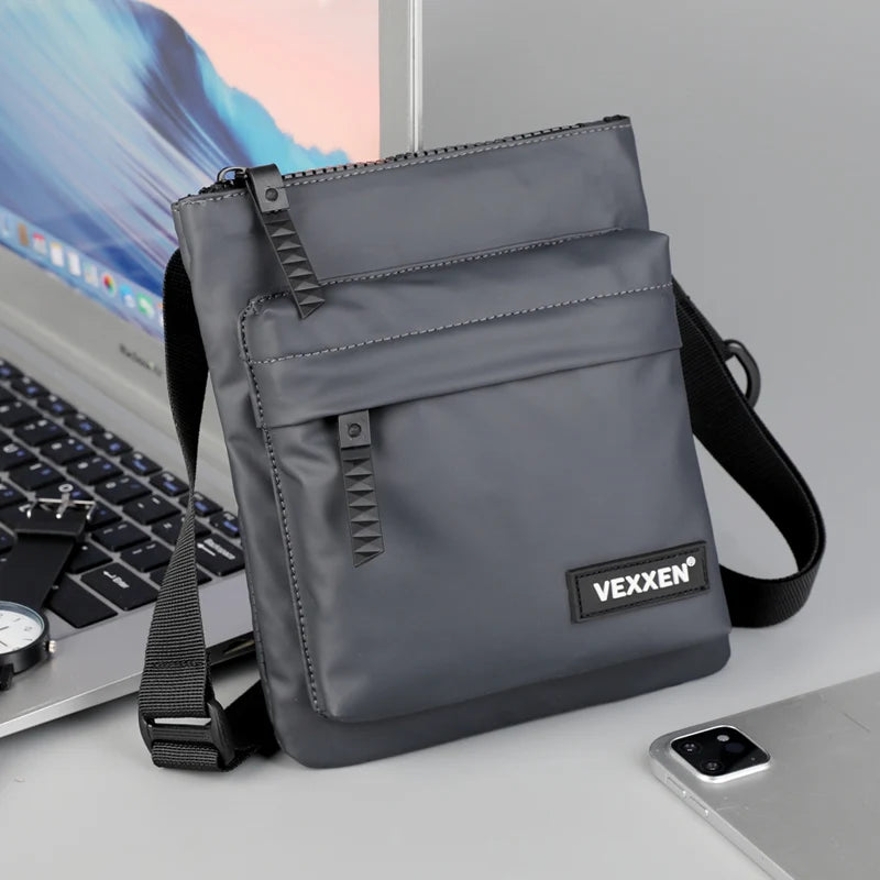 Men's PU Leather Messenger Sling Bag — Compact Crossbody Phone Pouch
