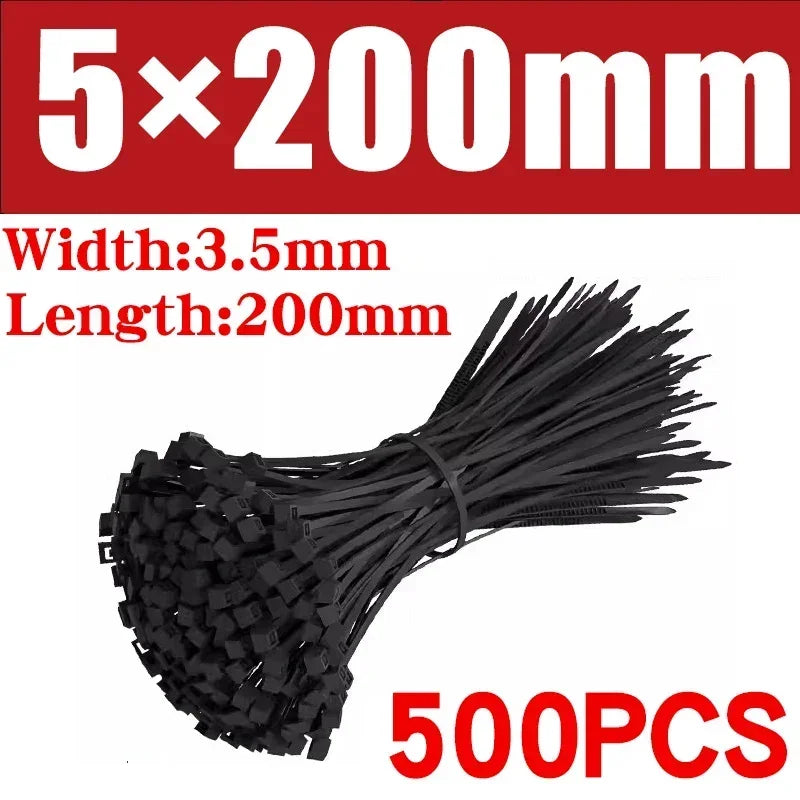 Nylon Cable Tie Set — Self-Locking Plastic Zip Wraps for Wire Management