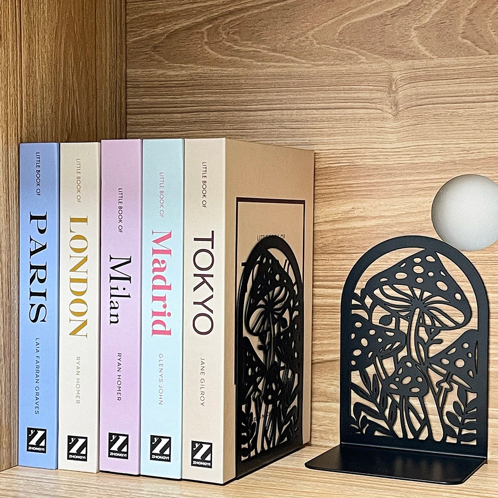 Modern Metal Bookends — Heavy Duty Decorative Support for Bookshelves