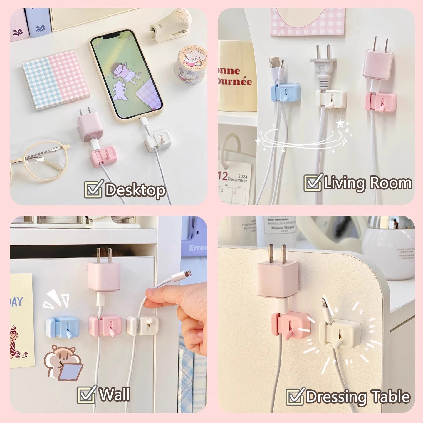 Desk Edge Cable Management Clips — No-Drill Cord Organizer for Charging Wires