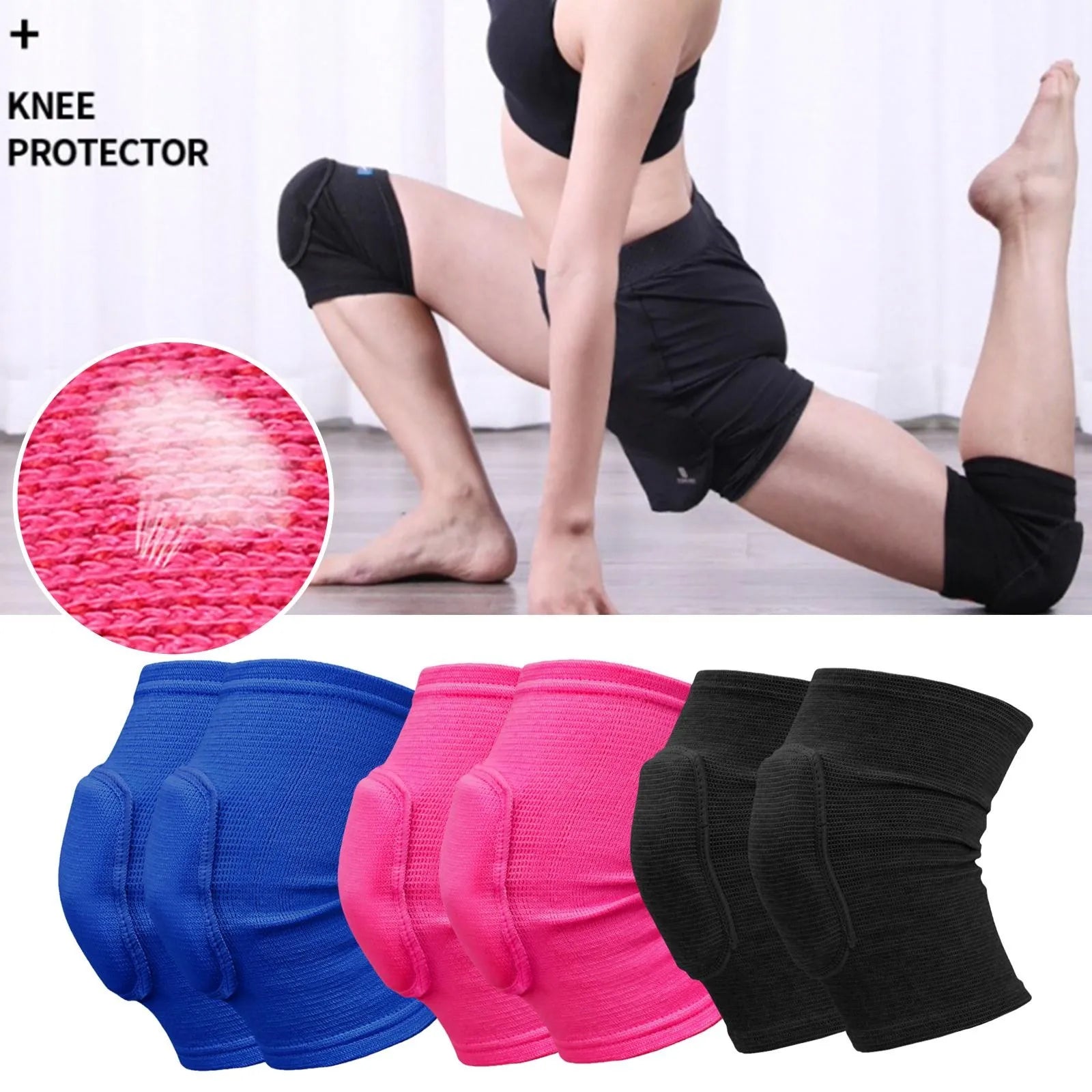 Compression Knee Pads — Elastic Support with Thickened Sponge Padding