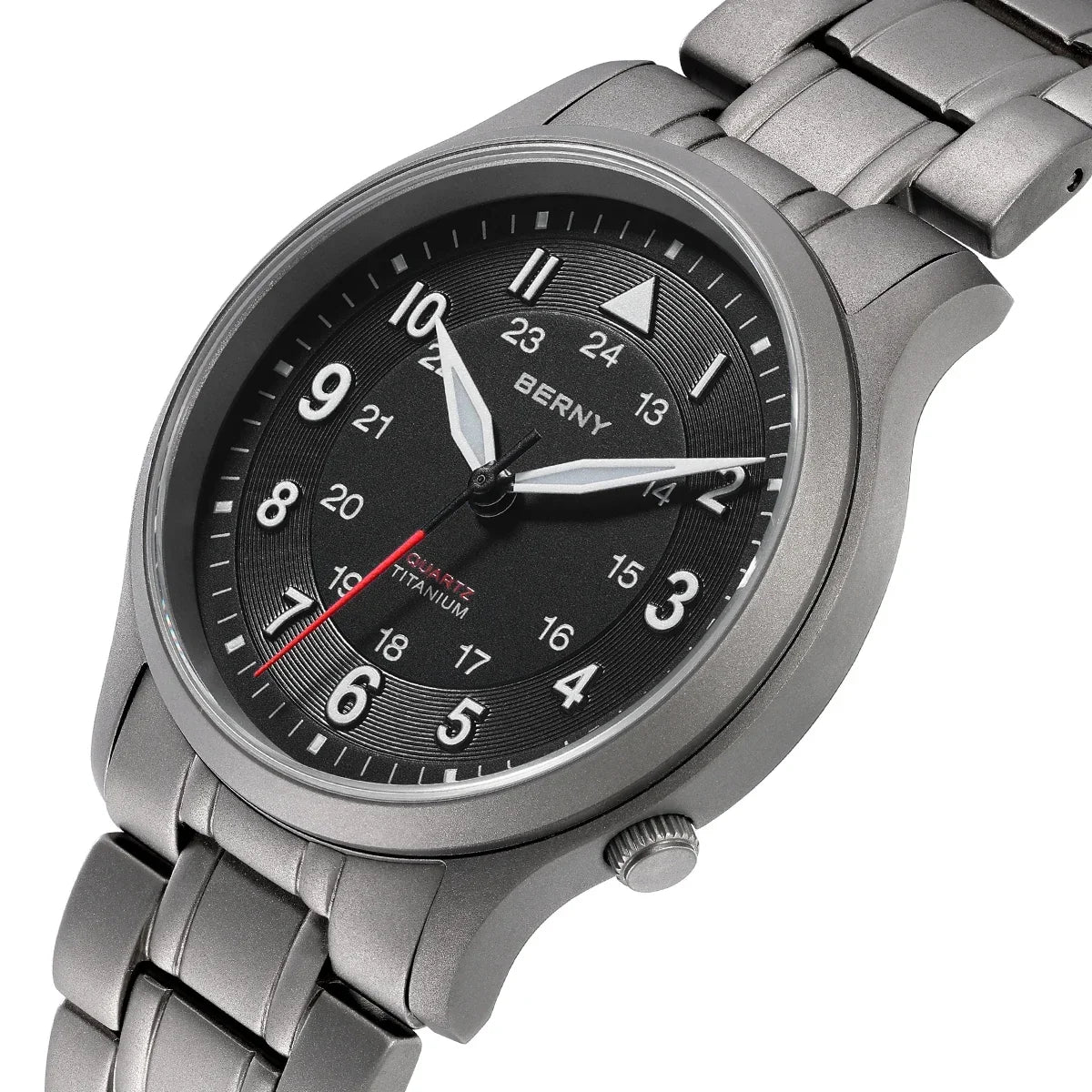 BERNY Full Titanium Field Watch — Luminous Quartz Men's Wristwatch