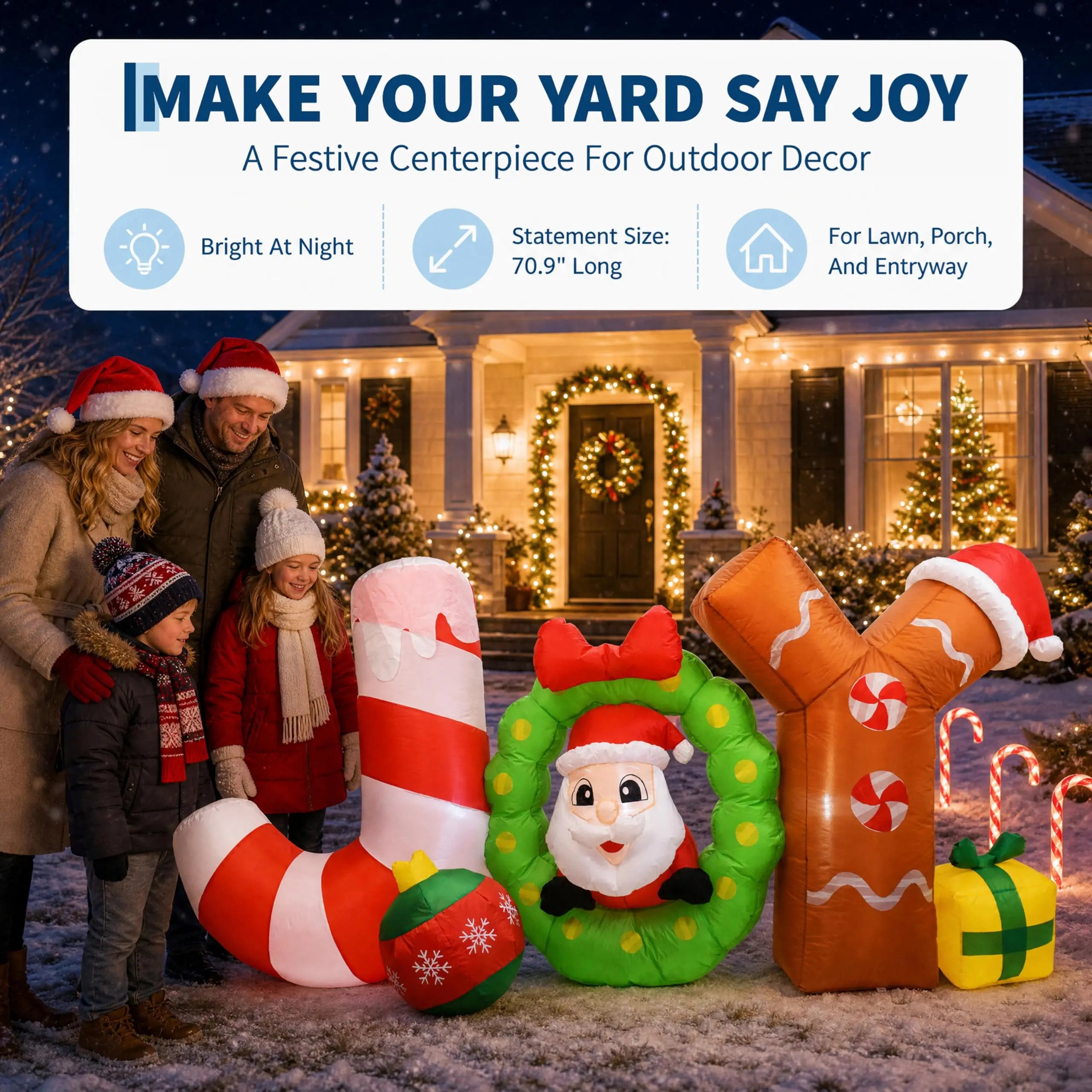 6 FT Christmas Inflatable Santa — Lighted Outdoor Holiday Decor