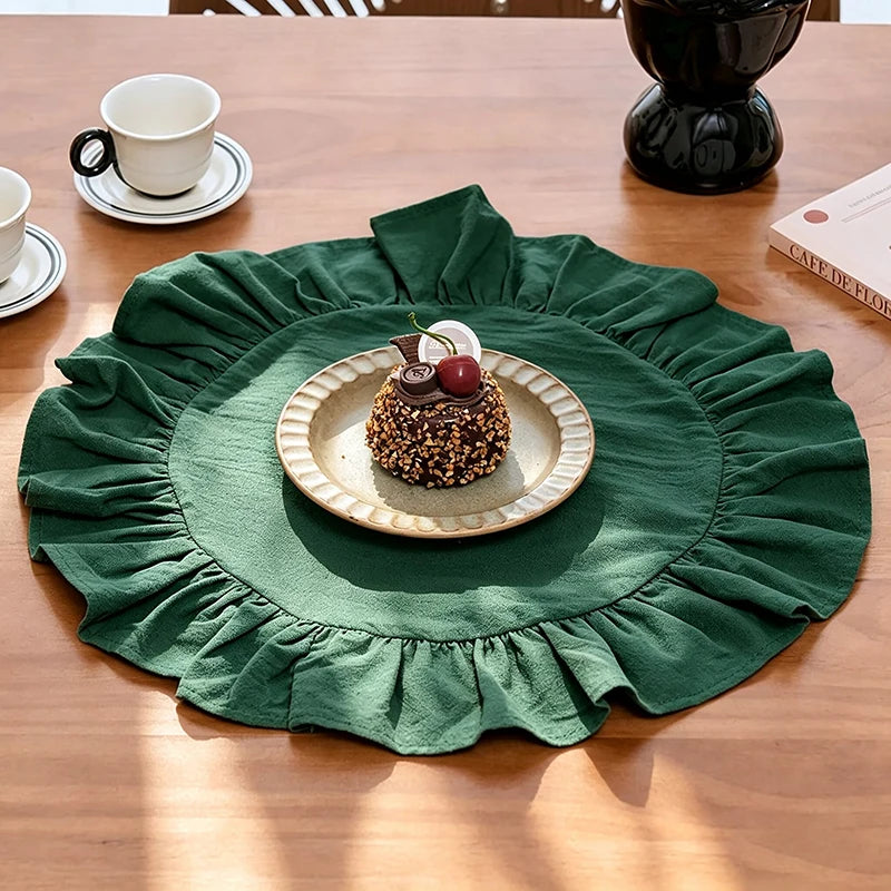 Cotton Ruffle Placemats and Napkins — Elegant Table Decor for Dining