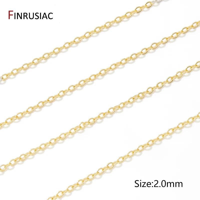 FINRUSIAC 14K Gold Plated Brass Cable Chain — DIY Jewelry Making Supplies