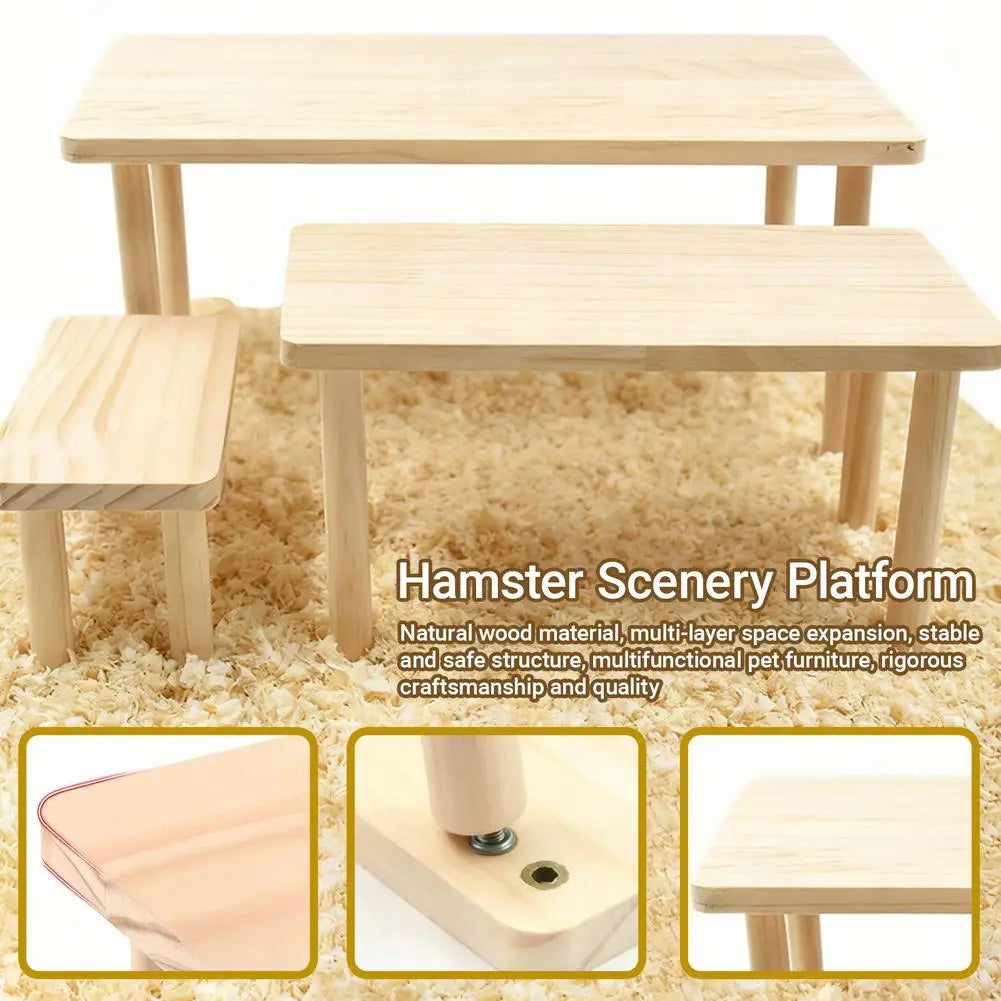 Wooden Hamster Scenery Platform — Climbing Playground for Small Pets