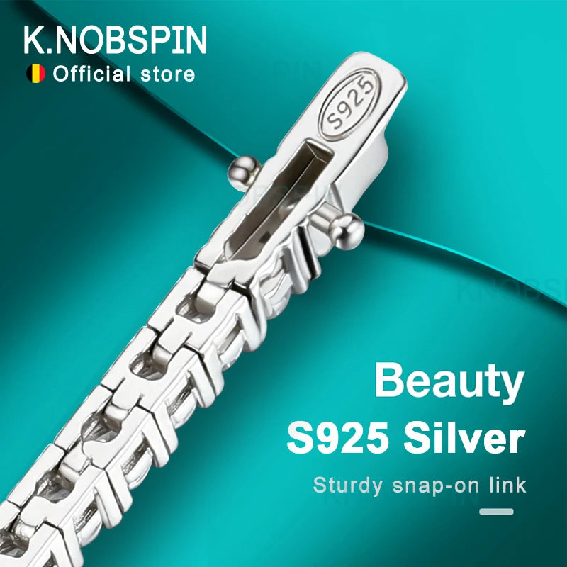 Knobspin Moissanite Tennis Bracelet — Elegant 925 Sterling Silver Jewelry