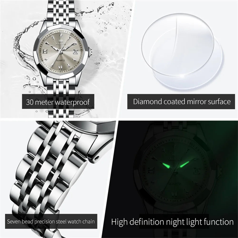 OLEVS 9998 Luxury Women's Watch — Waterproof Quartz with Calendar Window