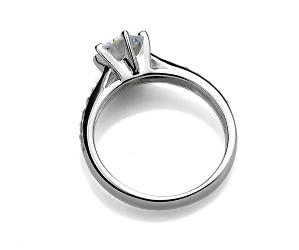 Sterling Silver Classic Six-Claw Ring — Elegant Tourmaline & Zircon Jewelry
