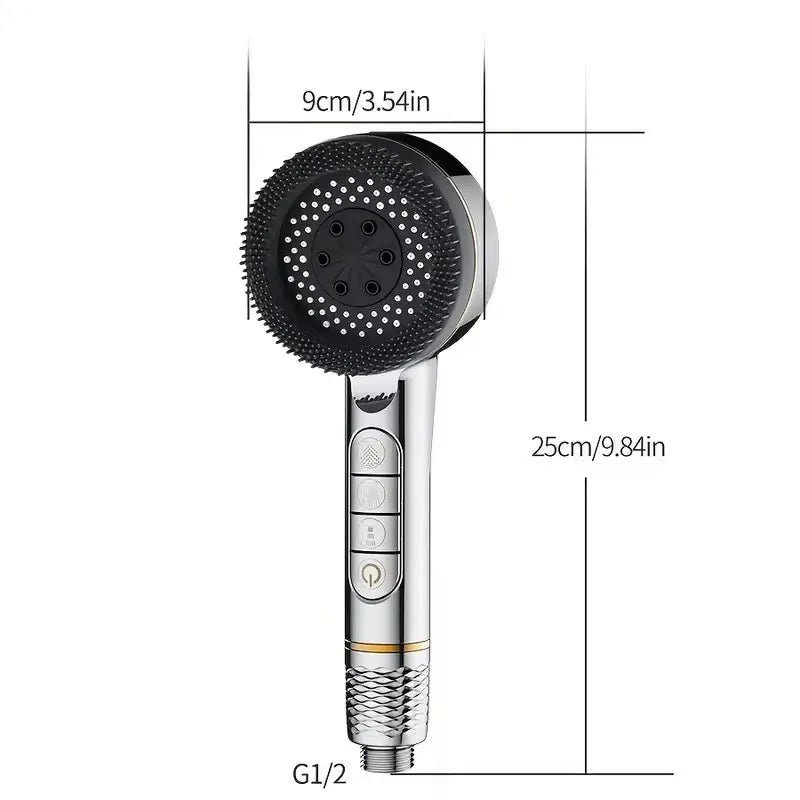 High Pressure Filtered Shower Head — Four-Speed Adjustable Rainfall Spray
