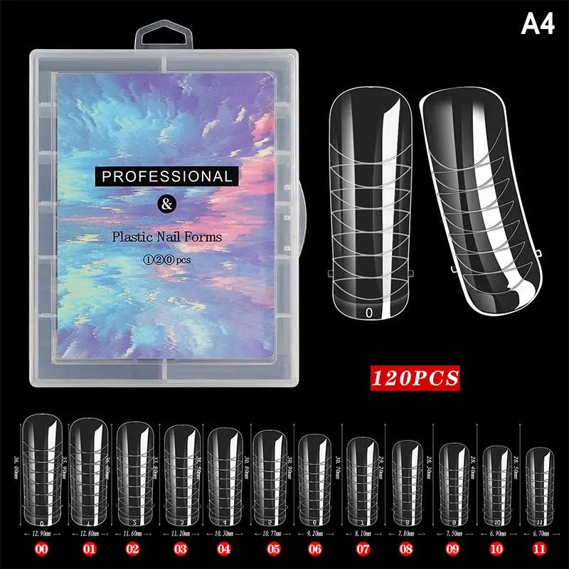AQTOCNA Dual Form Nail Extension Tips — 120 Piece Quick Building Mold Set