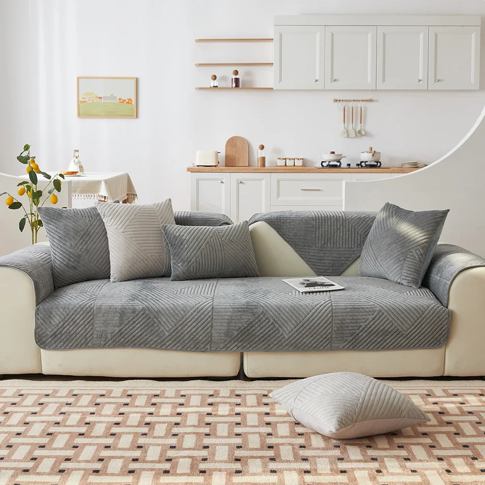 Crystal Velvet Sofa Cover — Non-Slip Furniture Protector for Pets and Kids