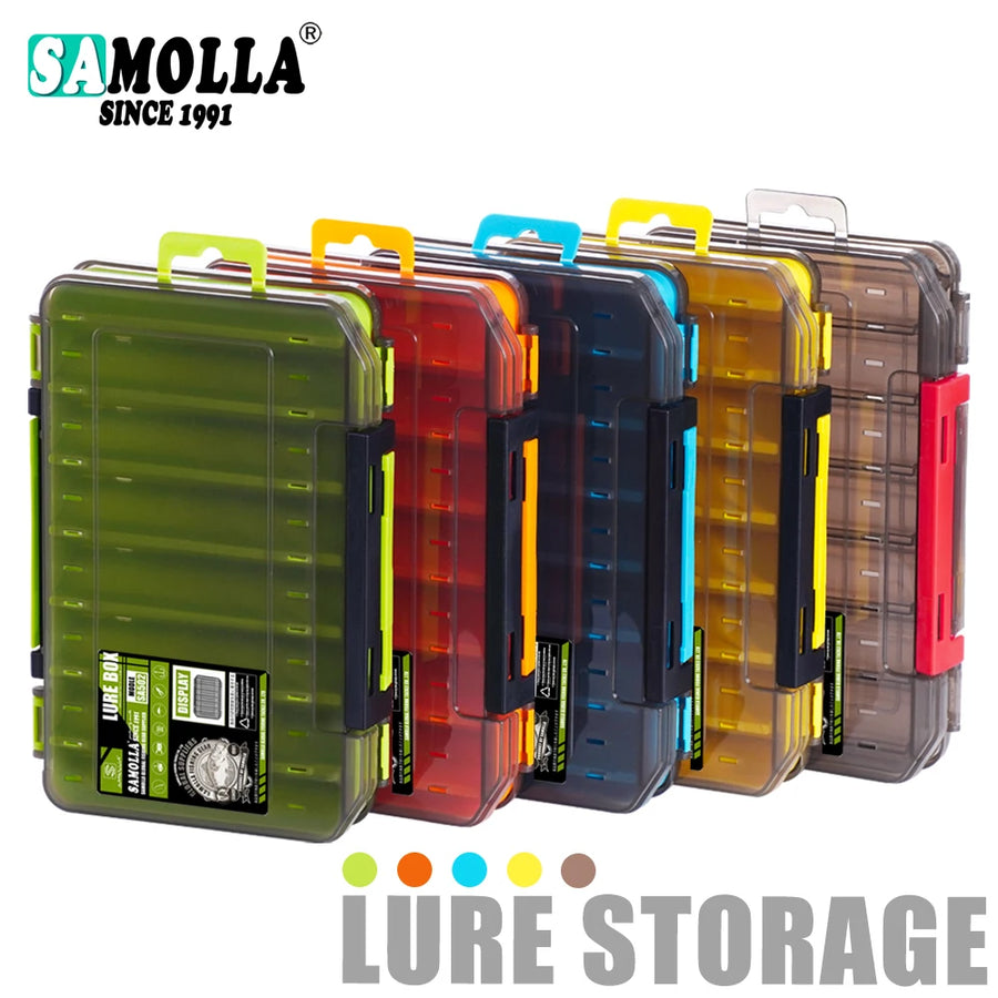 SAMOLLA Fishing Tackle Box — 14 Compartment Lure and Hook Organizer