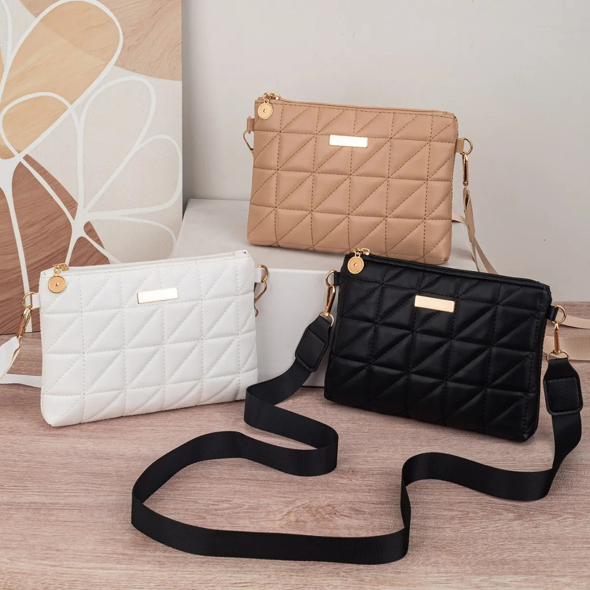 Embroidered Mini Square Handbag — Compact Phone Bag & Coin Purse