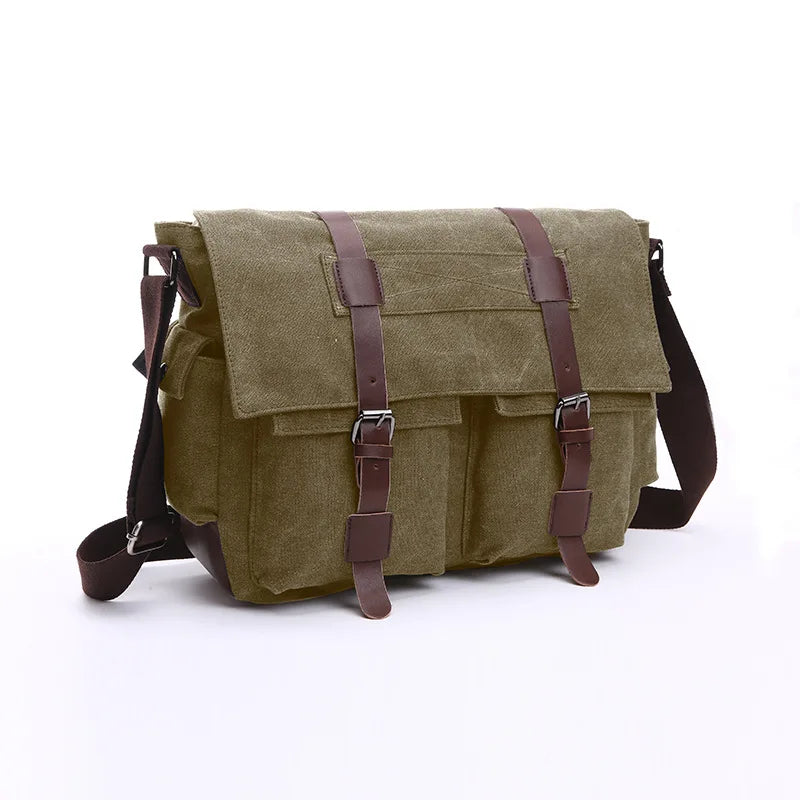 TOURISTGEAR Men's Canvas Messenger Bag — Vintage Crossbody Shoulder Bag
