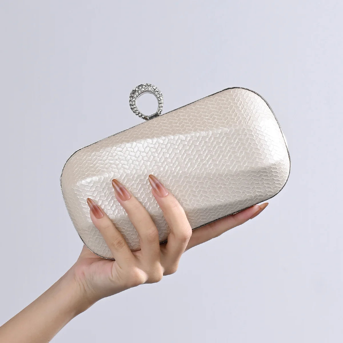 Women's Elegant Square Clutch Bag — Evening Handbag with Long Chain