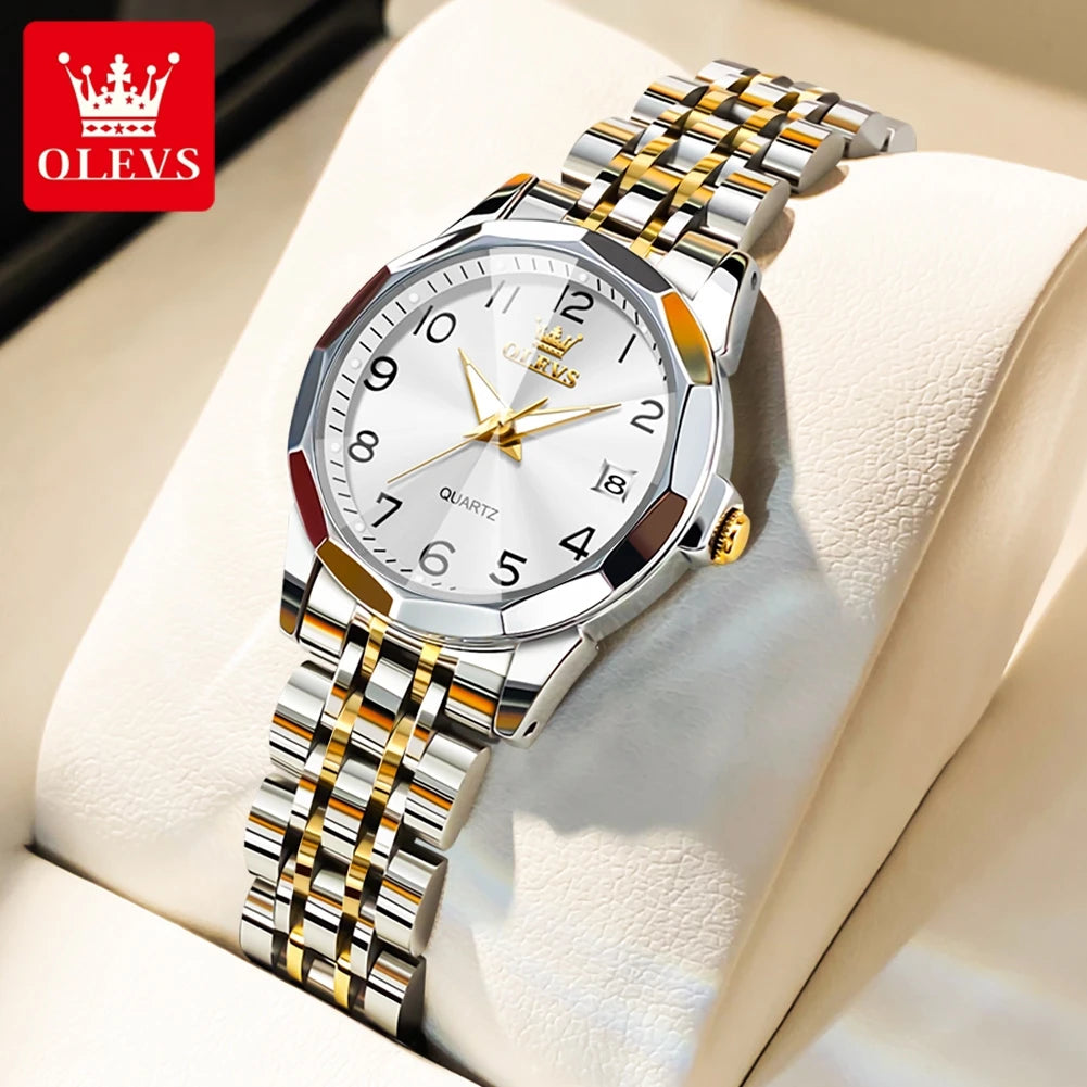OLEVS 9970 Quartz Wristwatch — Stainless Steel Men's Watch with Date Display
