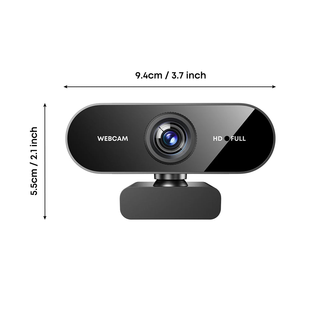 1080P FHD Webcam with Microphone — Wide Angle Computer Camera for Video Calls