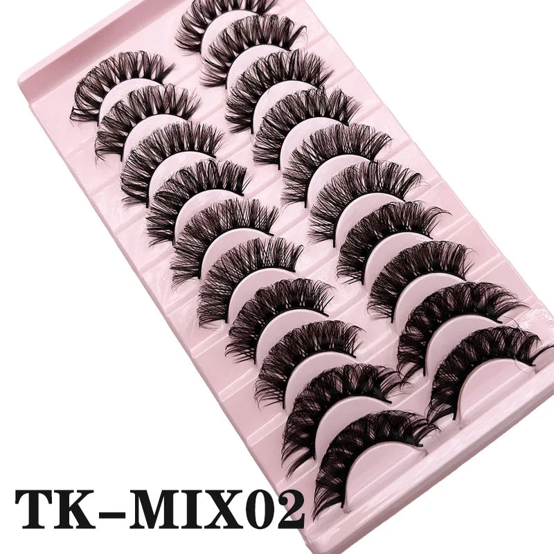 DINGSEN Dramatic False Eyelashes — Fluffy DD Curl Strip Lashes, 10 Pairs
