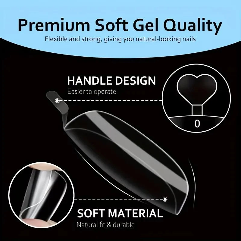 Transparent Press-On Toenails — Short Square Soft Gel Tips, 120 Pieces