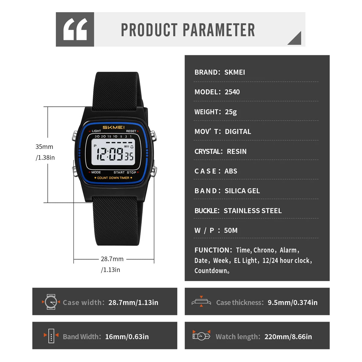 SANDA Digital Sport Watch — Waterproof Electronic Timepiece for Students