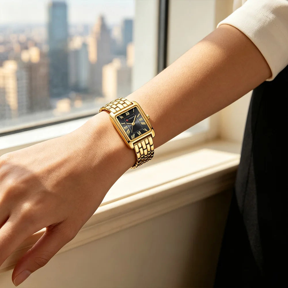 Curren Luxury Rectangle Women's Watch — Elegant Stainless Steel Bracelet