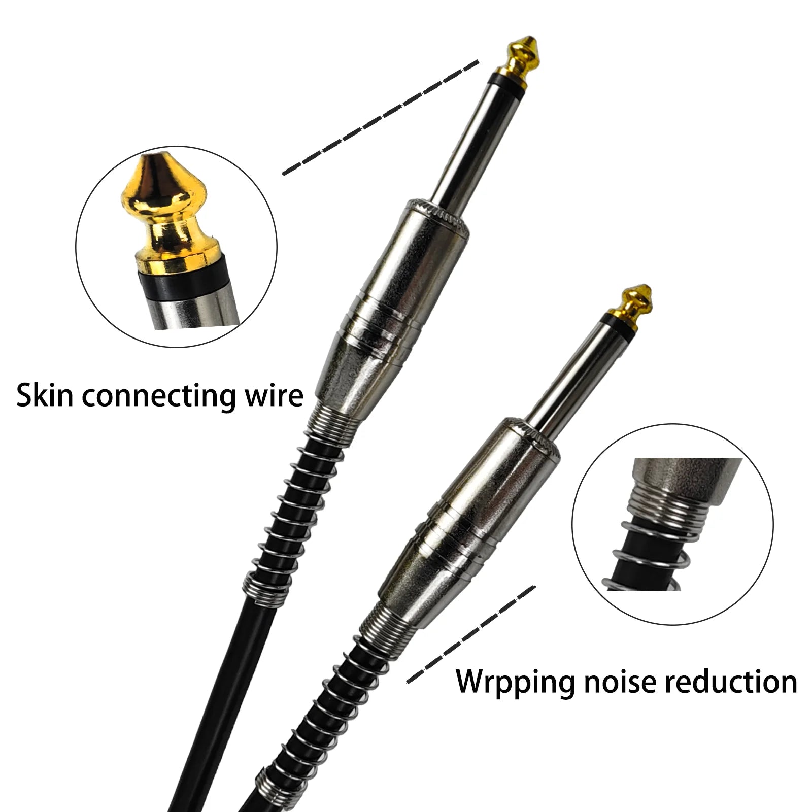 Miwayer Black Leather Guitar Cable — Shielded Audio Cord for Bass and Instruments