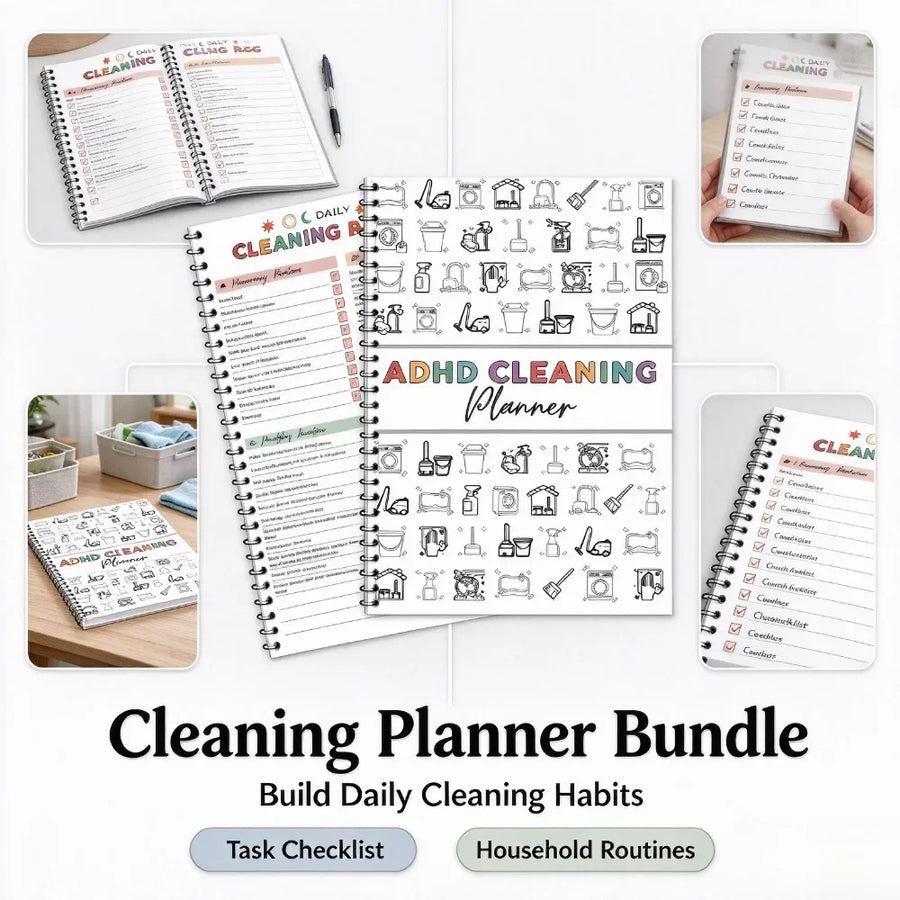 Cleaning Planner Kit — Weekly & Monthly Household Chore Organizer