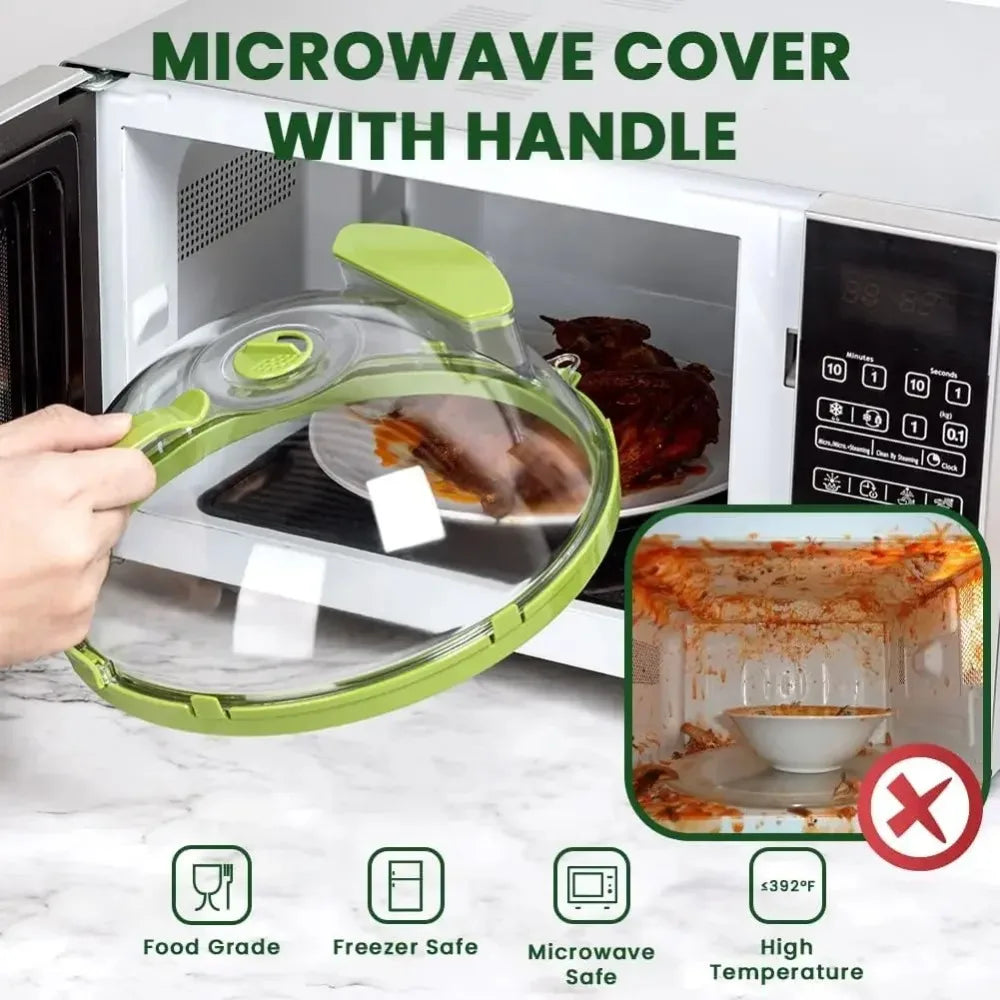 Microwave Splatter Cover — Moisture-Retaining Food Lid with Steamer