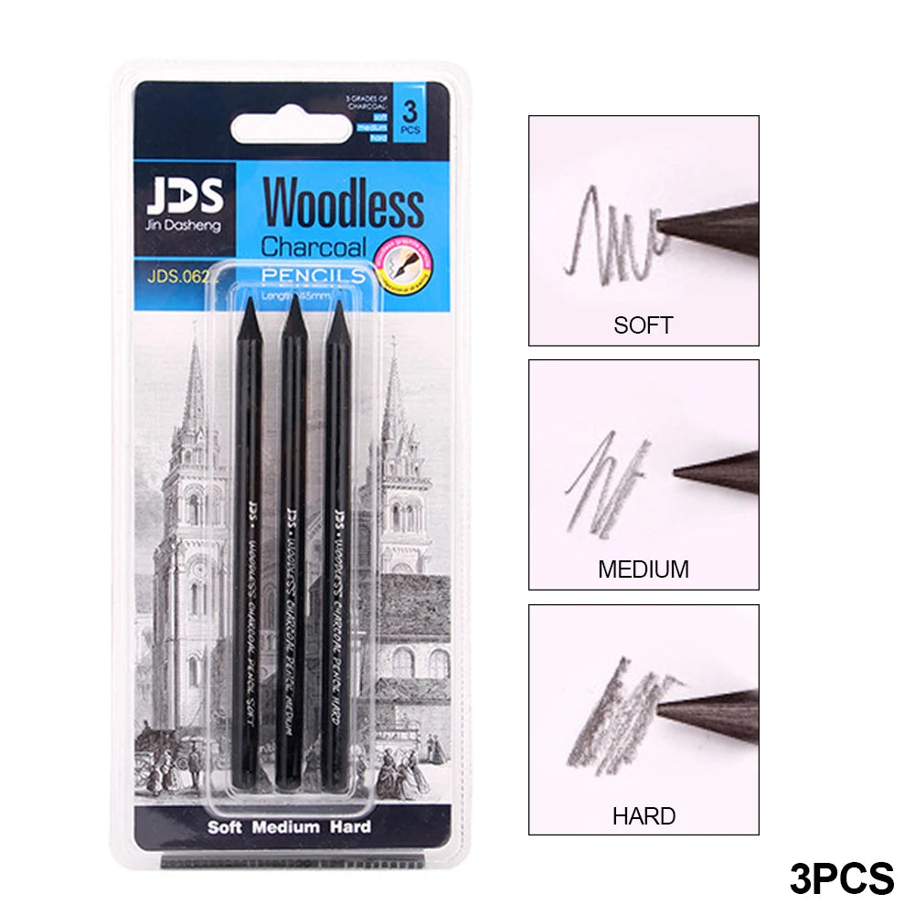 Woodless Charcoal Pencil Set — Professional Carbon Sketching Tools